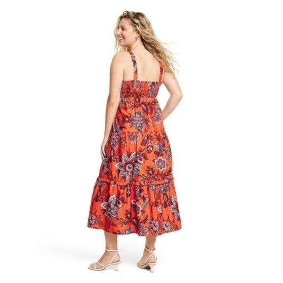 RHODE × Target Leafy Floral Print Tiered Midi Dress • Size S • Vibrant Sundress - Picture 5 of 5